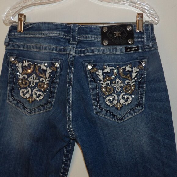 Miss Me Denim - Miss Me Leather & Stud Embellished Back Pockets JPS395P2  Capri Jeans Sz 30